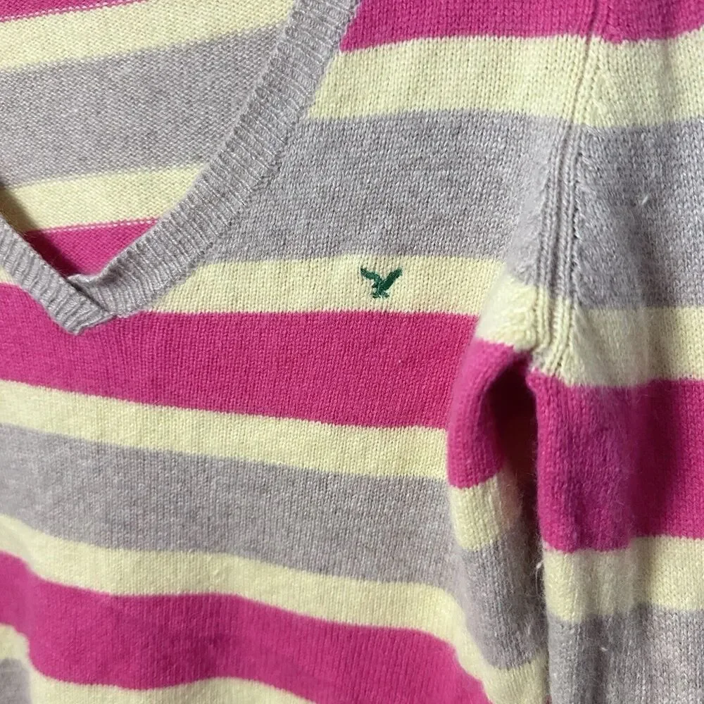 American Eagle Sweater Angora Wool Cashmere Pullover Varsity Preppy Casual L